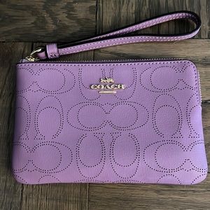 NWT Purple Leather Coach Wristlet
